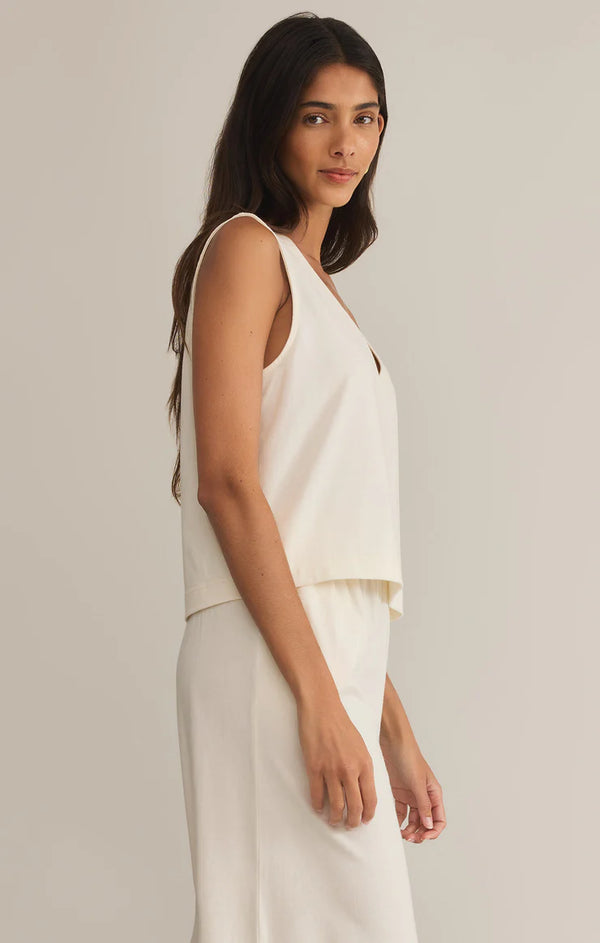 Z Supply Sloane V Neck Top: Sea Salt