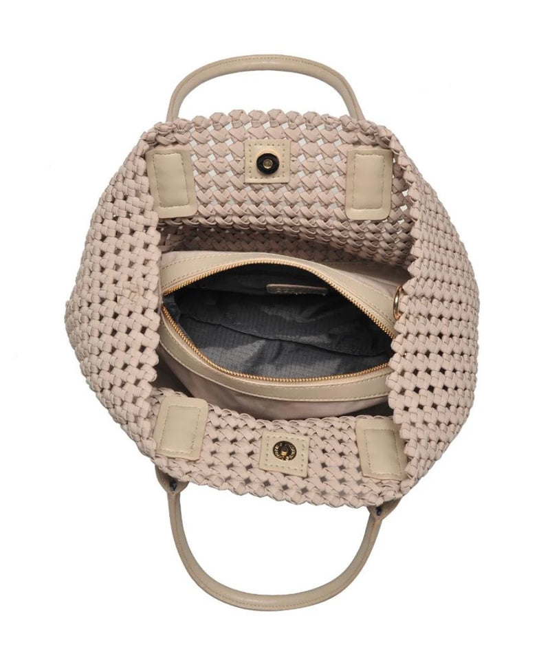 Sol and Selene: Solstice Bag Hand Woven Knot Tote: Nude