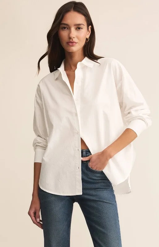 Z Supply: Elevated Poplin Button Up in White