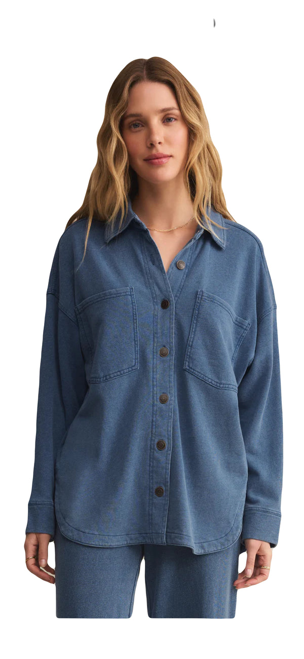 Z Supply: All Day Knit Jacket in Vintage Denim
