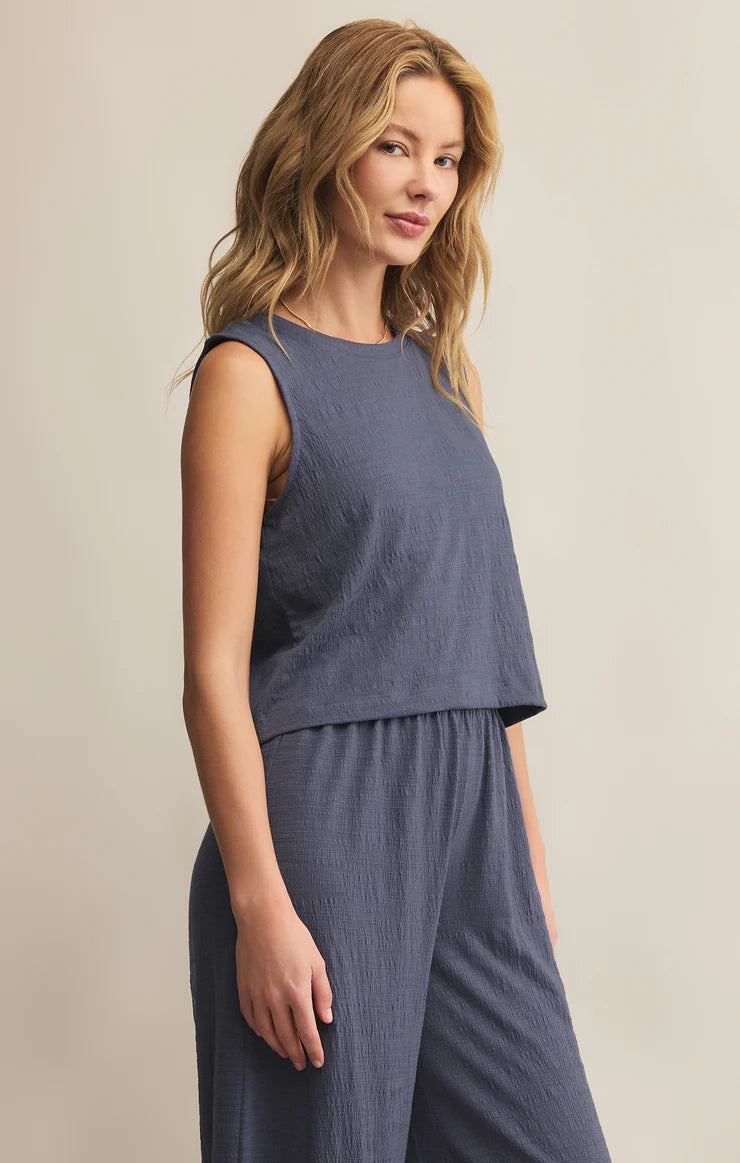 Z Supply Sloane Textured Top: Worn Blue