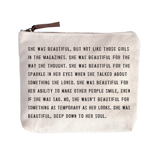 Sugarboo & Co: She Was Beautiful Canvas Zip Bag
