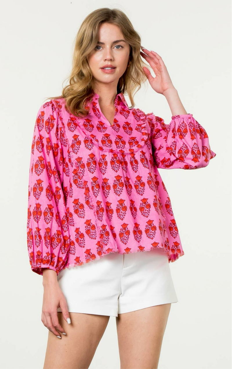 THML - Fall Floral Blouse