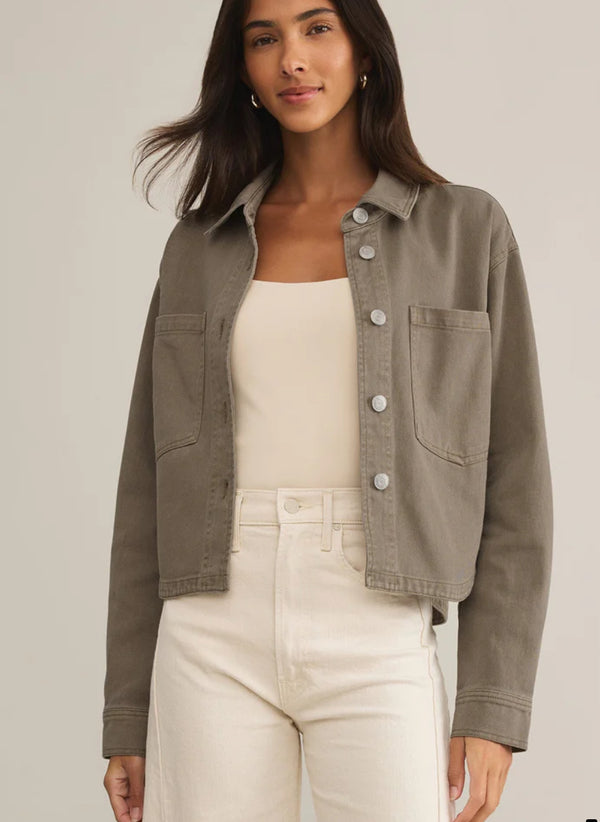 Z Supply: All day cropped denim jacket in Pebble Moon