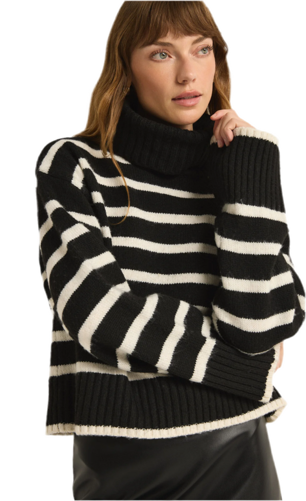 Z SUPPLY JOSEPHINE STRIPED SWEATER BLACK