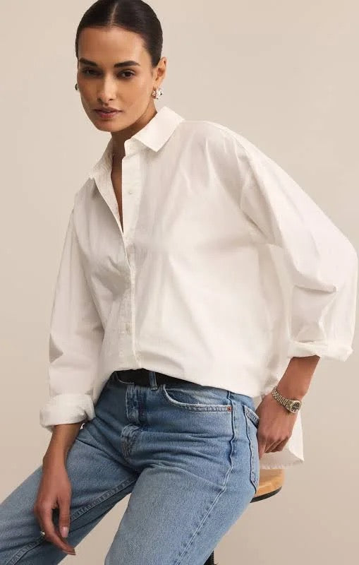 Z Supply: Elevated Poplin Button Up in White