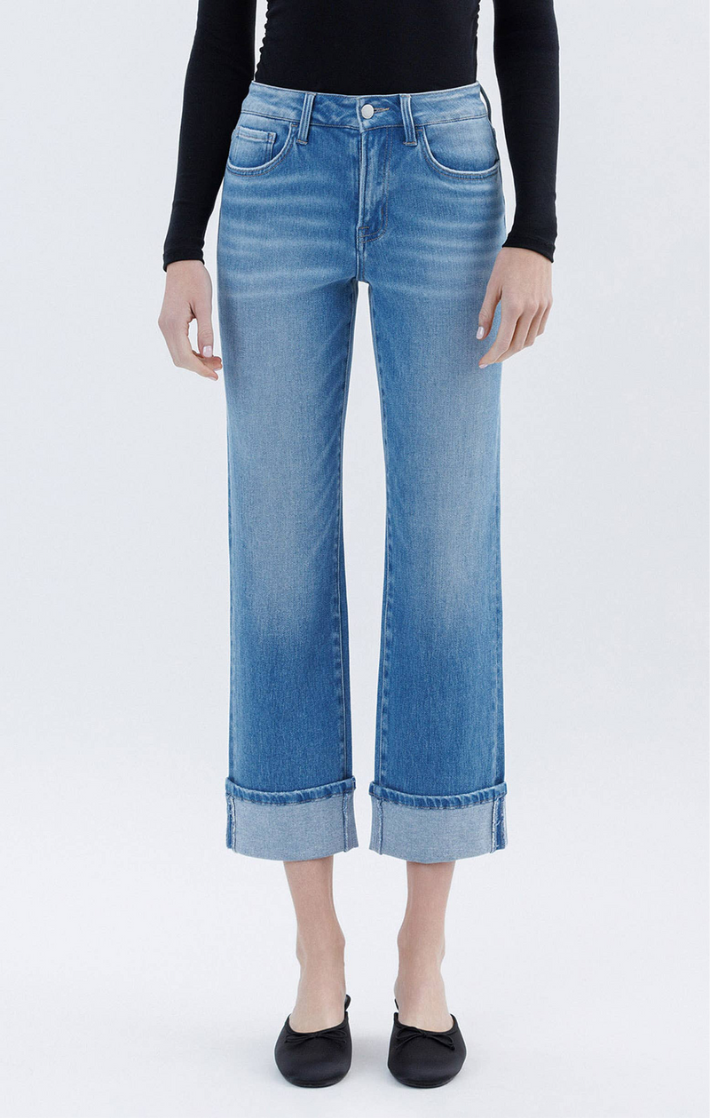 FLYING MONKEY - HIGH RISE CUFFED CROP STRAIGHT JEANS INSTINCTIVELY