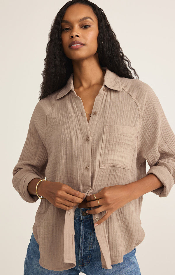 Z Supply The Perfect Airy Top: Iced Coffee