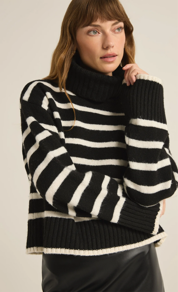 Z SUPPLY JOSEPHINE STRIPED SWEATER BLACK