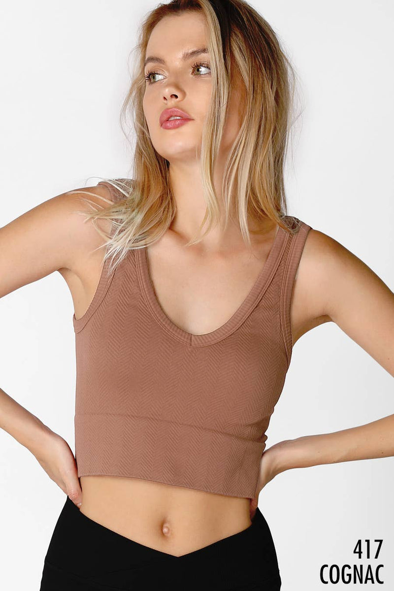 NIKIBIKI - Herringbone Crop Top Cashmere Blue