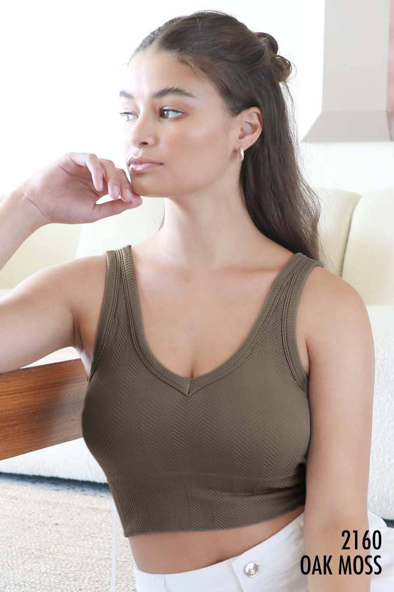 NIKIBIKI - Herringbone Crop Top Cashmere Blue