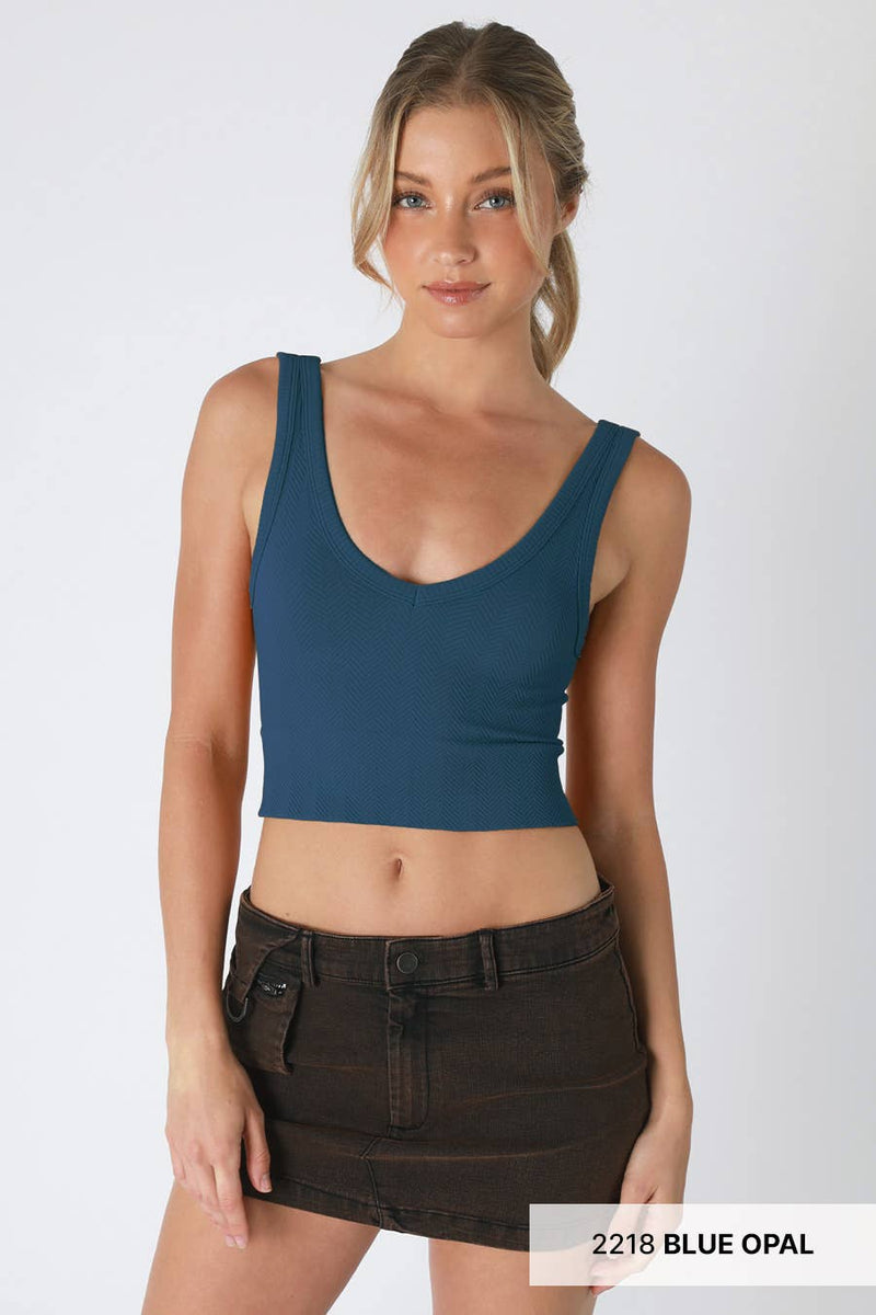 NIKIBIKI - Herringbone Crop Top: Coffee Bean