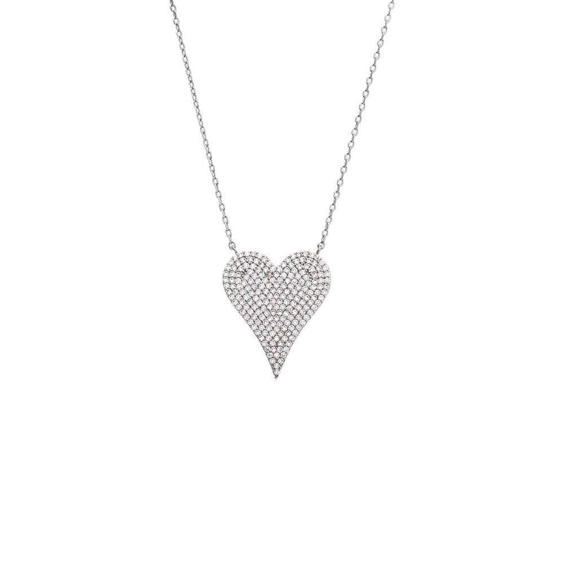 By Adina Eden - Pave CZ Elongated Heart Necklace: Gold / 13MM