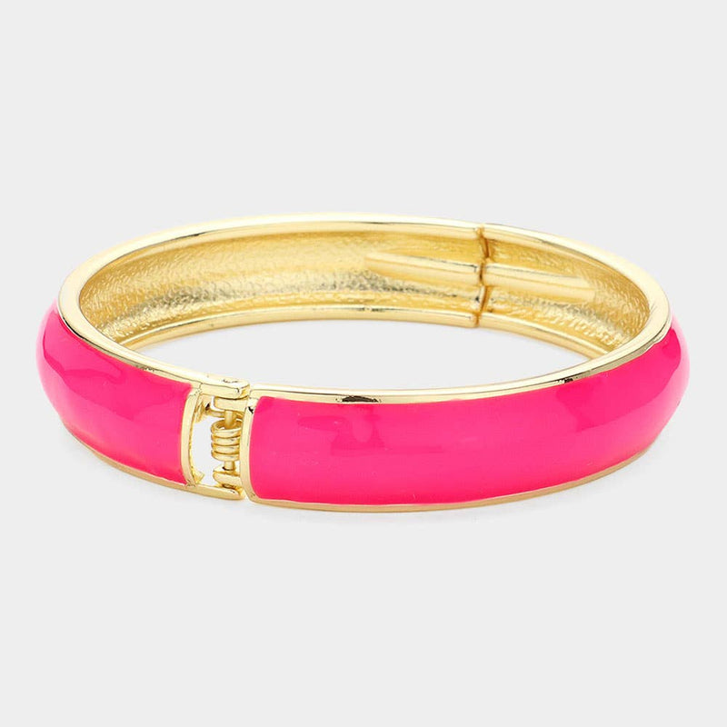 Sensibling Corp: Enamel Hinged Bangle Bracelet in Red