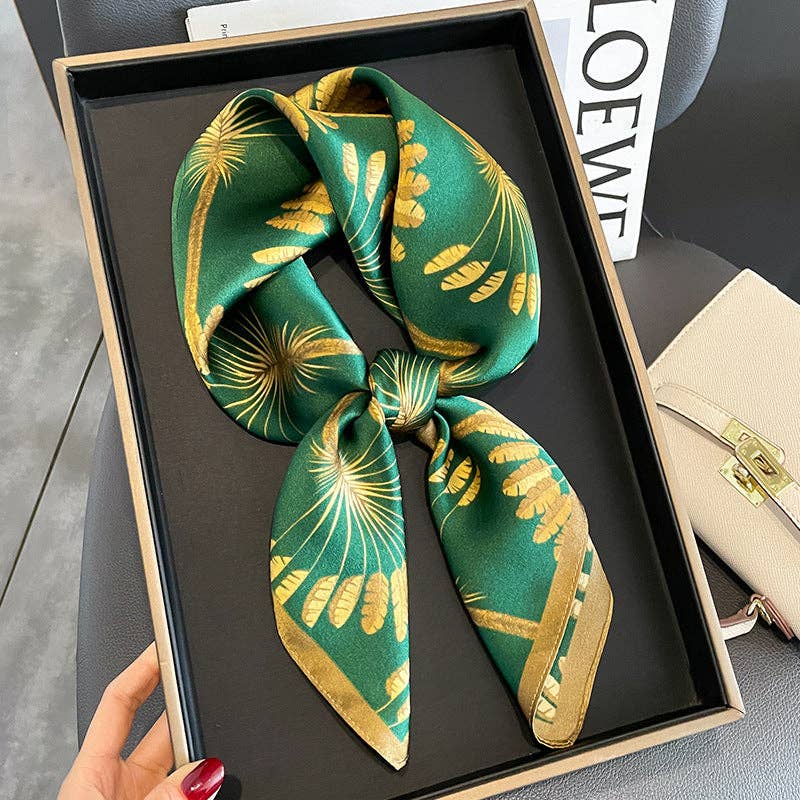 SueSilkHK: Green With Gold Flowers 100% Mulberry silk scarf