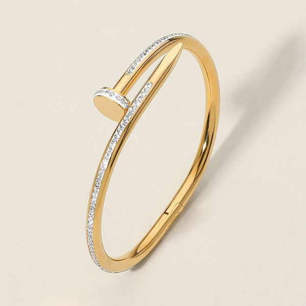 Sensibling Corp: Stone Paved Hinged Bangle Bracelet in Gold
