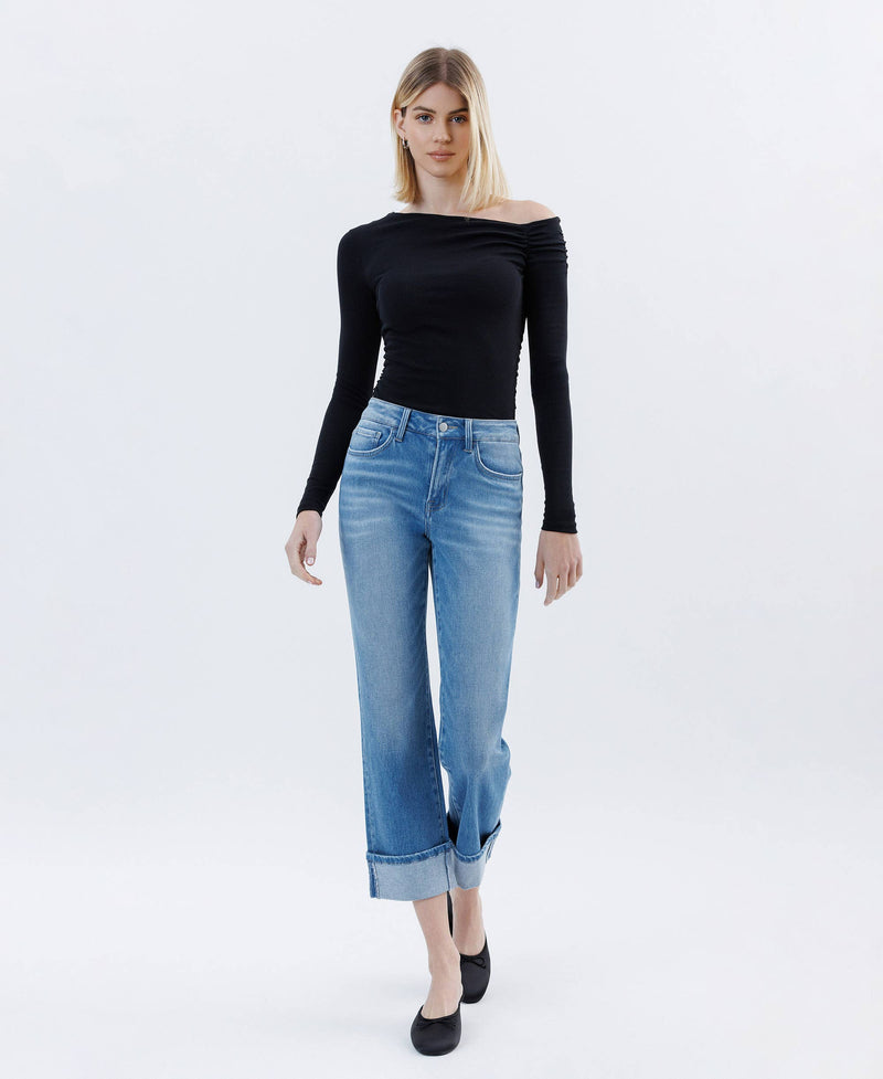 FLYING MONKEY - HIGH RISE CUFFED CROP STRAIGHT JEANS INSTINCTIVELY