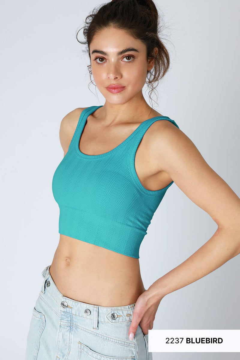 NIKIBIKI -m- Herringbone Crop Top: Island Aqua