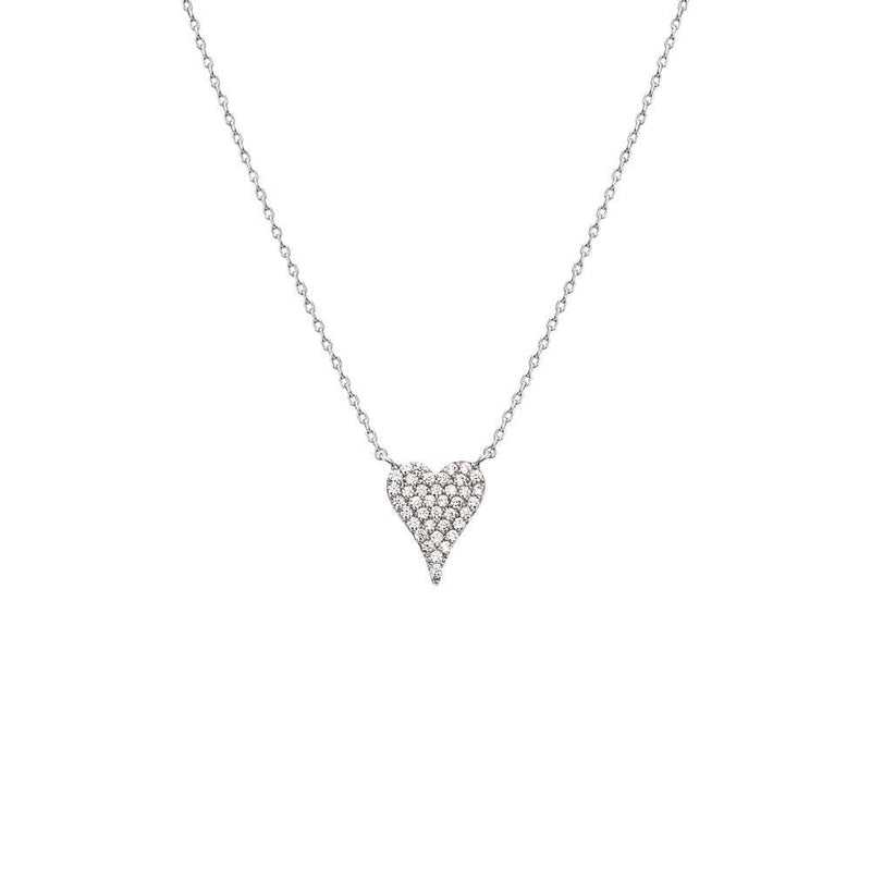 By Adina Eden - Pave CZ Elongated Heart Necklace: Gold / 13MM