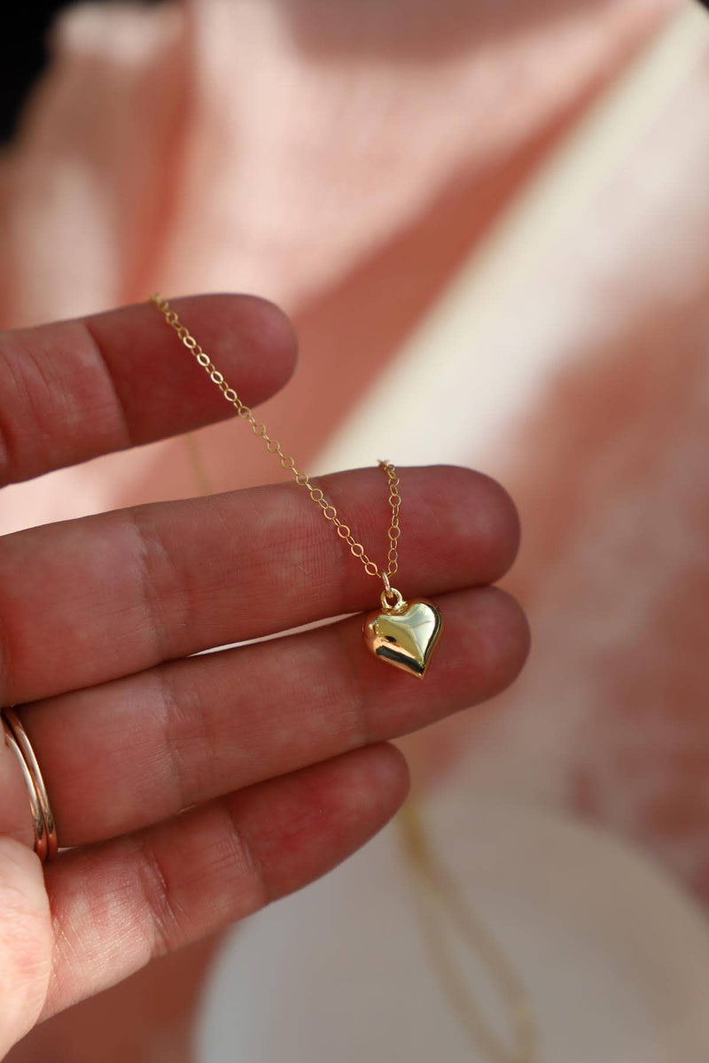 Katie Waltman Jewelry - GOLD CLARA PUFF HEART NECKLACE: Yellow Gold