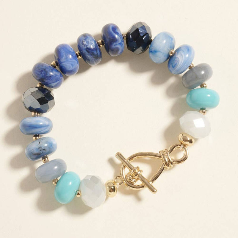 Sensibling Corp: Ombre Chunky Multi Beads Stretch Bracelet in Neutral
