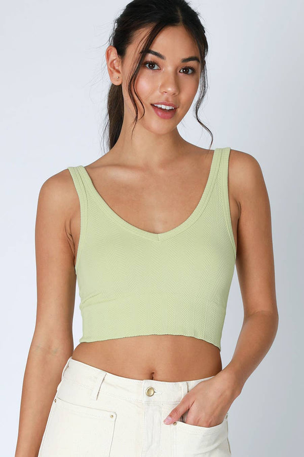 NIKIBIKI -- Herringbone Crop Top: Peachy Pink