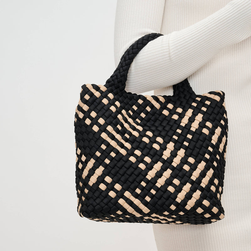 Sol and Selene - Sky's The Limit - Small Woven Neoprene Crossbody: Black Nude