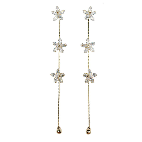 St Armands Designs of Sarasota - Diamond Daisy Gold Duster Drop Holiday Earrings