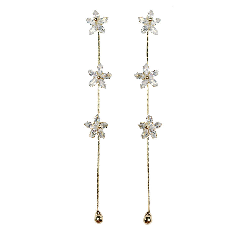 St Armands Designs of Sarasota - Diamond Daisy Gold Duster Drop Holiday Earrings