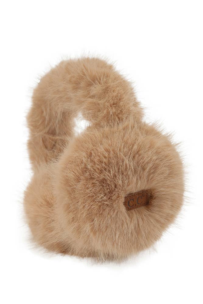 Hana: C.C. Faux Mink Fur Earmuffs in Camel