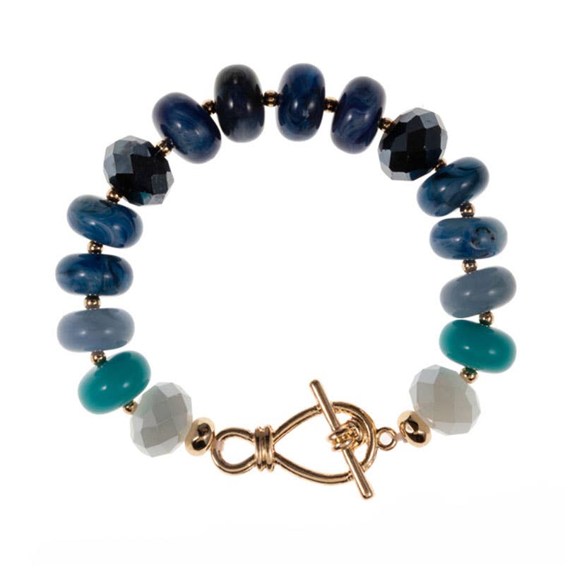 Sensibling Corp: Ombre Chunky Multi Beads Stretch Bracelet in Neutral