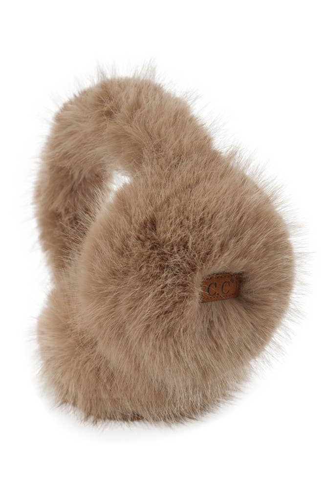Hana: C.C. Faux Mink Fur Earmuffs in Taupe