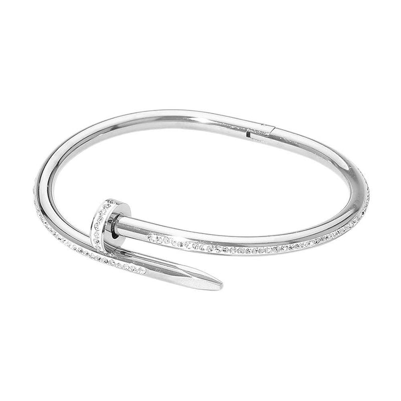 Sensibling Corp: Stone Paved Hinged Bangle Bracelet in Gold