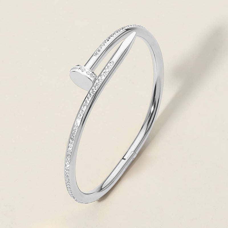 Sensibling Corp: Stone Paved Hinged Bangle Bracelet in Gold