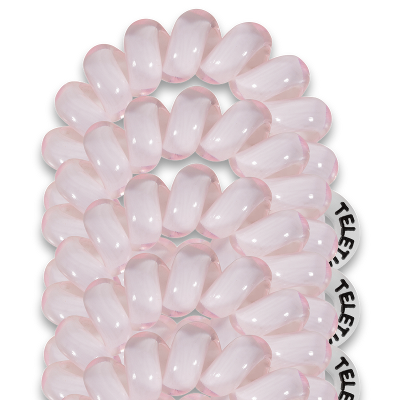 TELETIES - Rose Water Pink - Tiny Spiral Hair Coils, Hair Ties, 5-pack