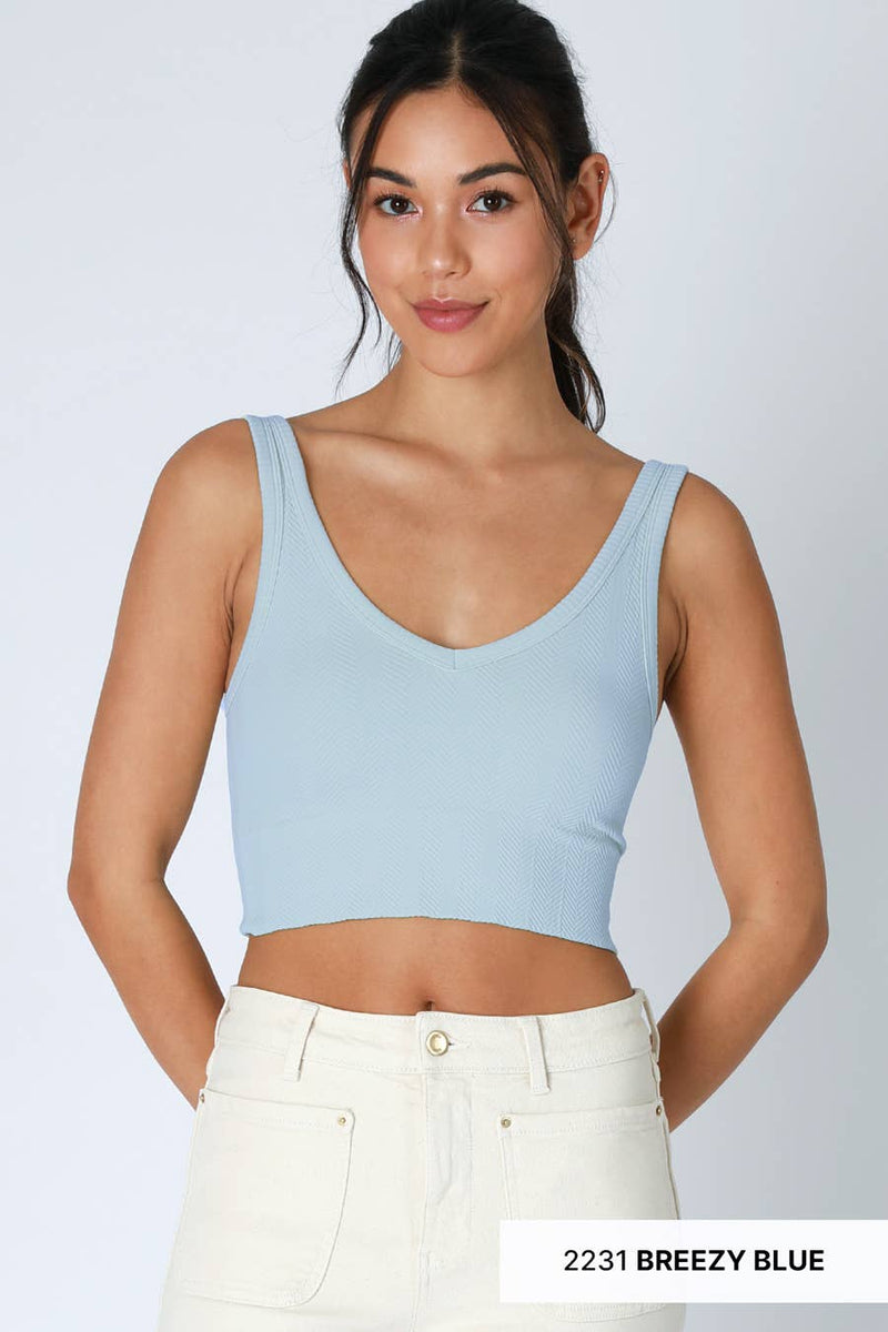 NIKIBIKI - Herringbone Crop Top: Coffee Bean