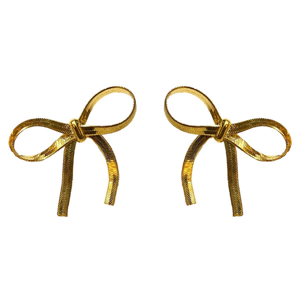 St Armands Designs of Sarasota - Mini Gold Duster Bow Holiday Earrings