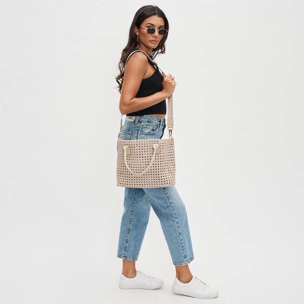 Sol and Selene: Solstice Bag Hand Woven Knot Tote: Nude