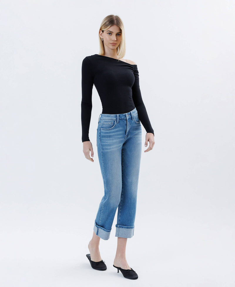 FLYING MONKEY - HIGH RISE CUFFED CROP STRAIGHT JEANS INSTINCTIVELY