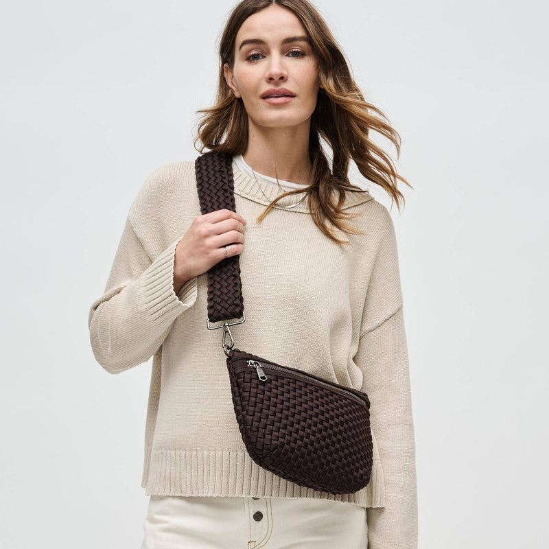 Sol and Selene - Ethereal - Woven Neoprene Crossbody: Black Nude