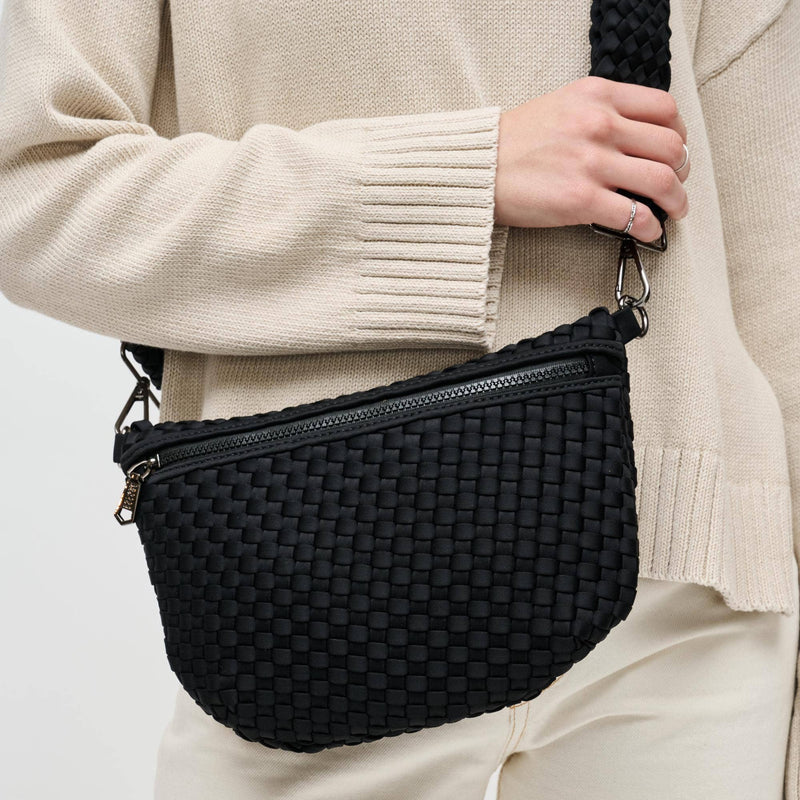 Sol and Selene - Ethereal - Woven Neoprene Crossbody: Black Nude