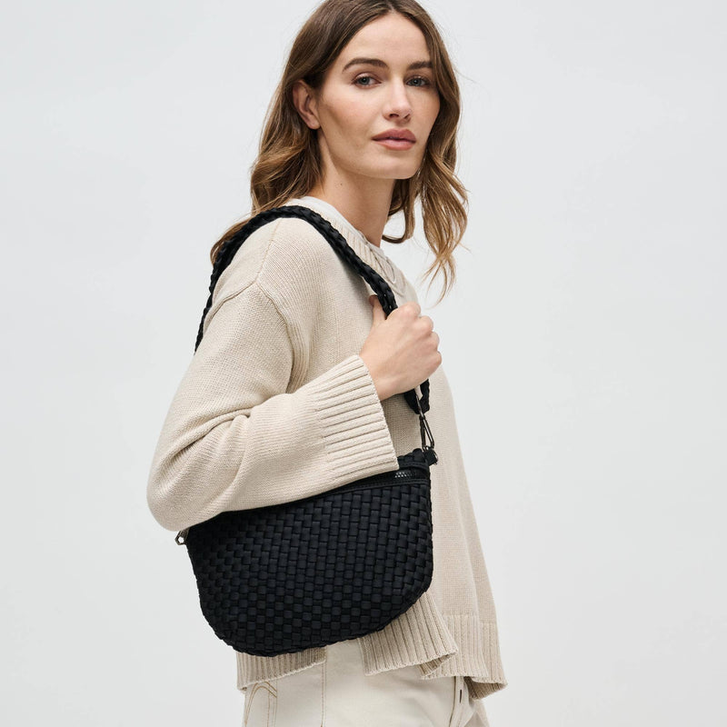 Sol and Selene - Ethereal - Woven Neoprene Crossbody: Black Nude