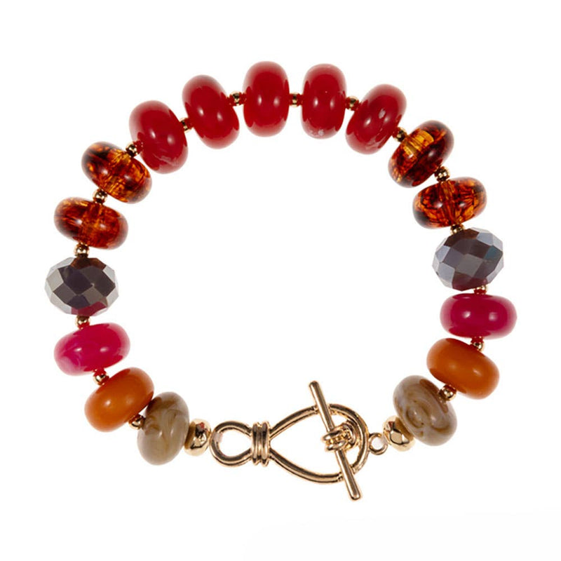 Sensibling Corp: Ombre Chunky Multi Beads Stretch Bracelet in Neutral