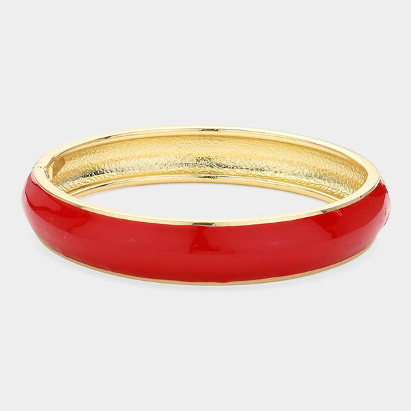 Sensibling Corp: Enamel Hinged Bangle Bracelet in Red