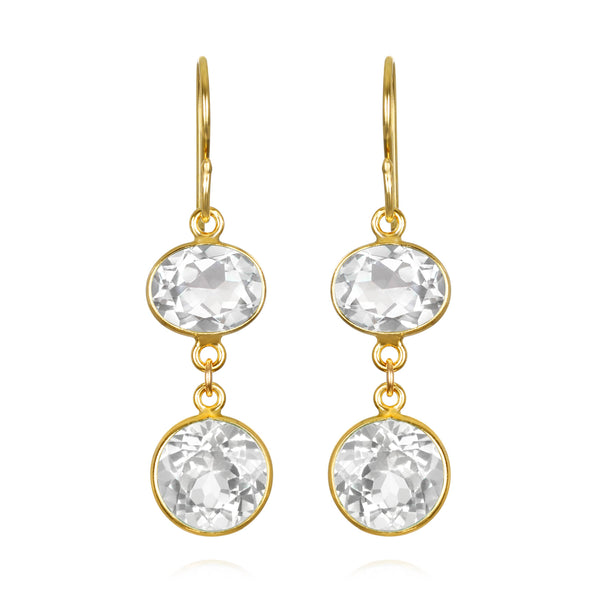 Amelia Rose Jewelry Bezel Double Dangles White Topaz: Sterling Silver