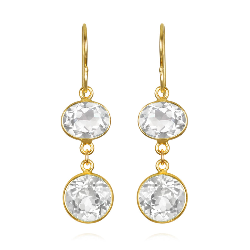 Amelia Rose Jewelry Bezel Double Dangles White Topaz: Sterling Silver