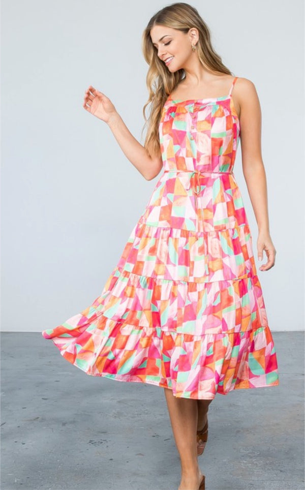 THML- Multi Color Tiered Dress