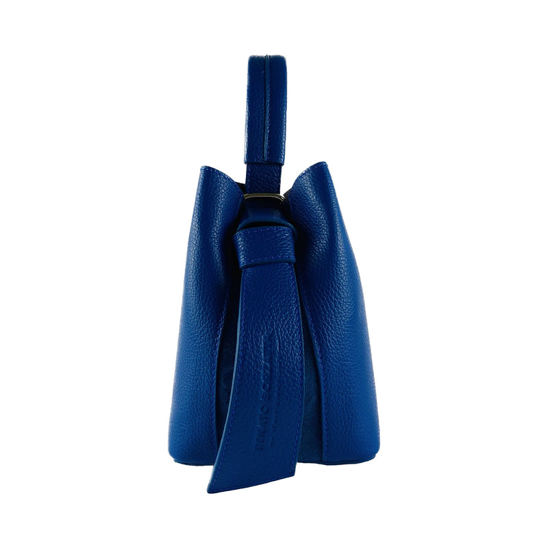 Kaili mood / RENATO BORZATTA - Italy since 1978 - - Royal Blue Genuine Leather Bucket with Clutch and Shoulder Strap