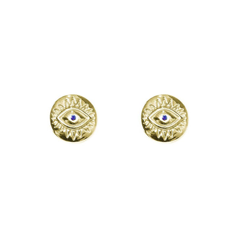 Marlyn Schiff - sterling evil eye stud earring: Gold plated