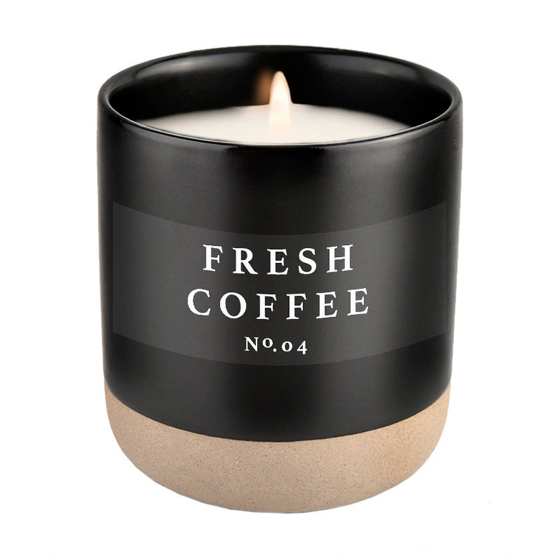 Sweet Water Decor - Fresh Coffee Soy Candle - Black Stoneware Jar - 12 oz